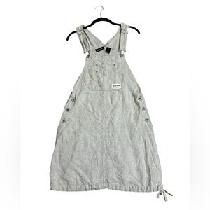 DKNY Womens Linen Pinafore Jumper Dress Overalls 90s Y2K Grunge